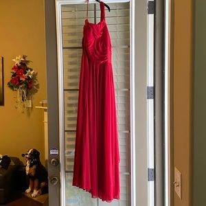 Women’s red gown shoulder less dress size 16